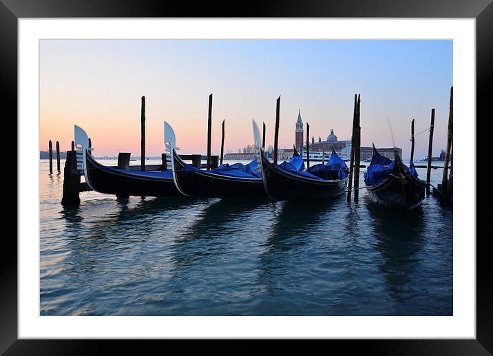  Venice Sunrise Italy and gondolas Framed Mounted Print by Jonathan Evans
