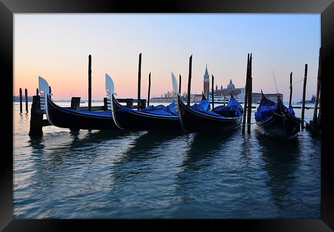  Venice Sunrise Italy and gondolas Framed Print by Jonathan Evans