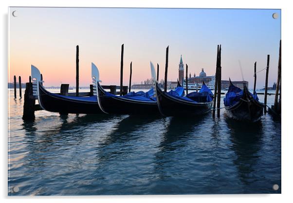  Venice Sunrise Italy and gondolas Acrylic by Jonathan Evans