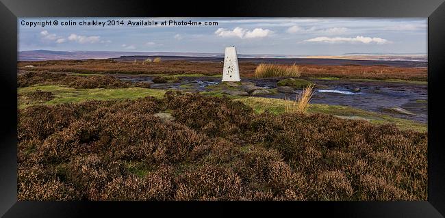  Stanage Edge Trig Point Framed Print by colin chalkley