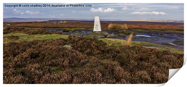  Stanage Edge Trig Point Print by colin chalkley