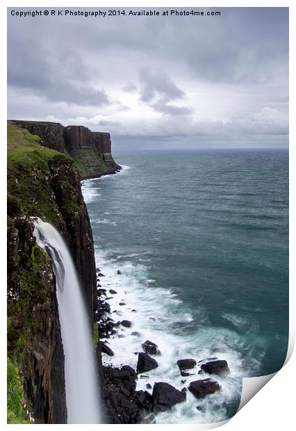  Kilt Rock Waterfall Print by R K Photography