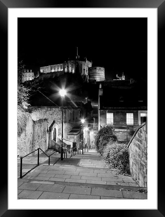  Edinburgh Castle at night Framed Mounted Print by James Marsden