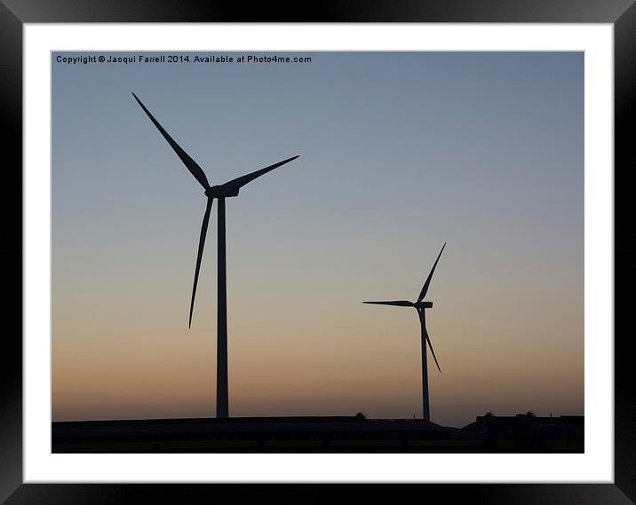  Wind Turbines at Sunset Framed Mounted Print by Jacqui Farrell