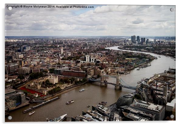 London from The Shard  Acrylic by Wayne Molyneux