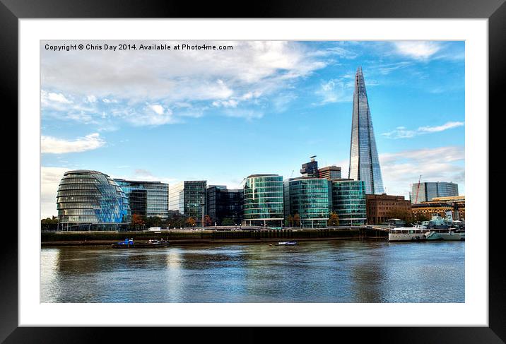 Southwark Skyline and the Shard Framed Mounted Print by Chris Day
