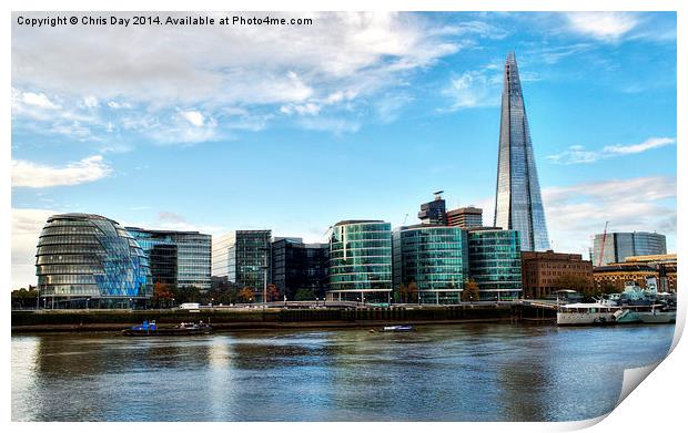 Southwark Skyline and the Shard Print by Chris Day