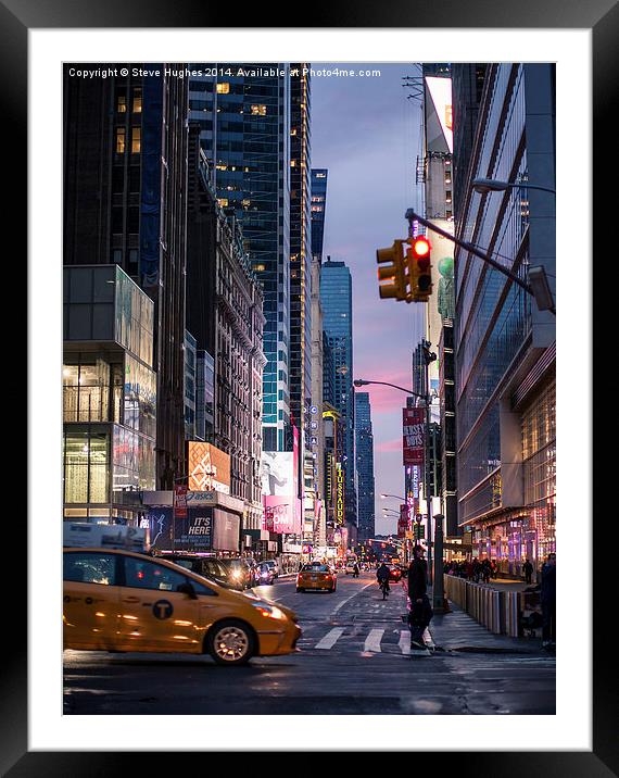  Streets of New York at dusk Framed Mounted Print by Steve Hughes