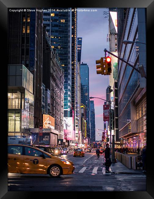  Streets of New York at dusk Framed Print by Steve Hughes