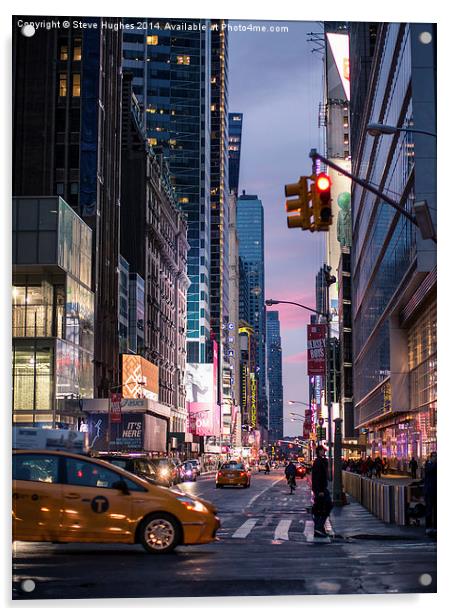  Streets of New York at dusk Acrylic by Steve Hughes