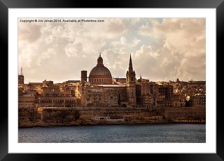  Valletta in morning sunshine Framed Mounted Print by Jim Jones