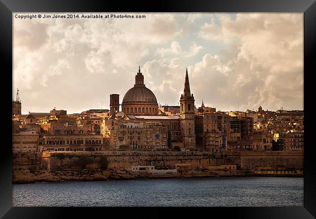  Valletta in morning sunshine Framed Print by Jim Jones