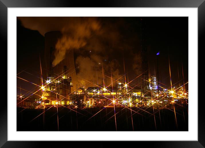 Chemical Works at night Framed Mounted Print by David Borrill