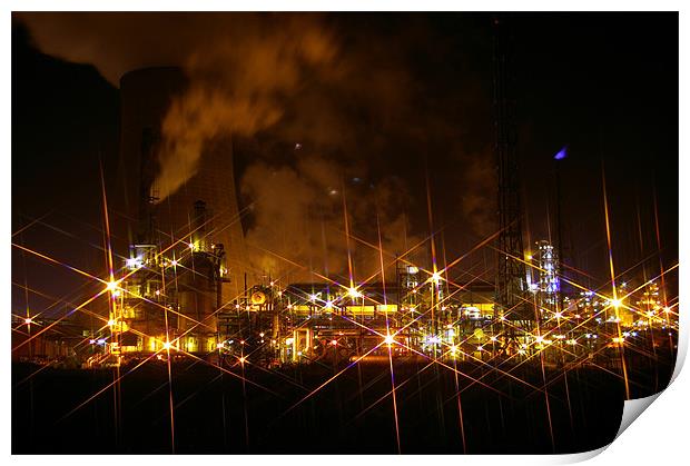 Chemical Works at night Print by David Borrill