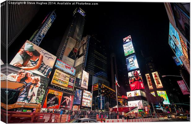  Bright Neon lights of Times Square Canvas Print by Steve Hughes