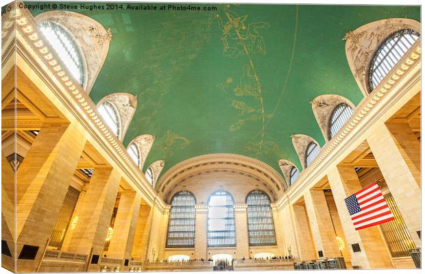  Ceiling of Grand Central Station in New York Canvas Print by Steve Hughes