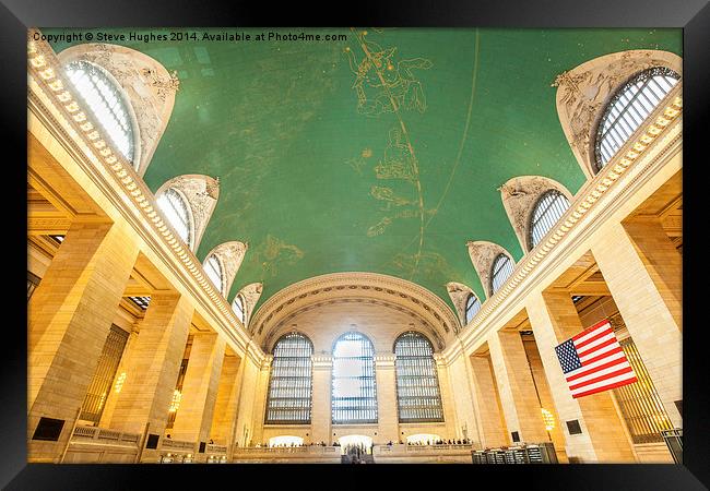  Ceiling of Grand Central Station in New York Framed Print by Steve Hughes