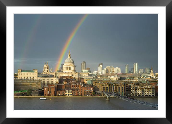  Rainbow over St Paul's Cathedral, London Framed Mounted Print by ann stevens