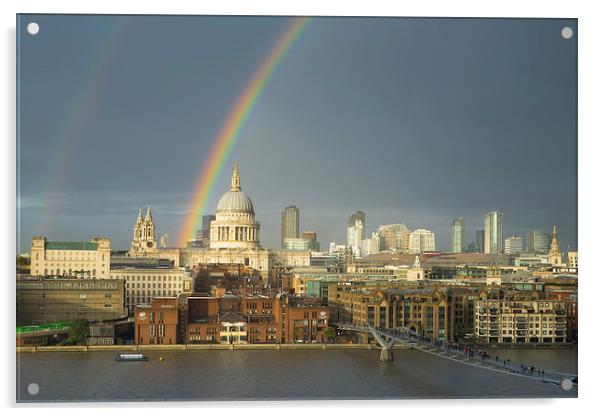  Rainbow over St Paul's Cathedral, London Acrylic by ann stevens