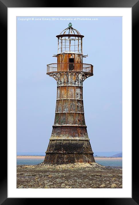 Whitford Point Lighthouse Framed Mounted Print by Jane Emery