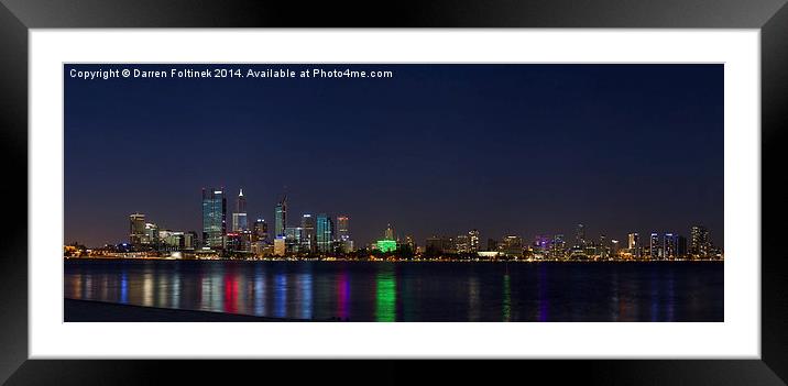 Perth skyline at night  Framed Mounted Print by Darren Foltinek