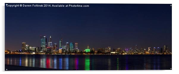 Perth skyline at night  Acrylic by Darren Foltinek