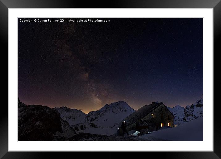 Milky Way over Cabane de Chanrion, Switzerland Framed Mounted Print by Darren Foltinek