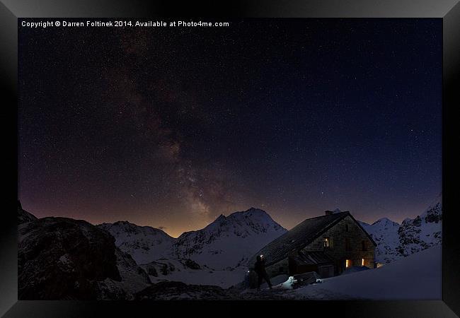 Milky Way over Cabane de Chanrion, Switzerland Framed Print by Darren Foltinek