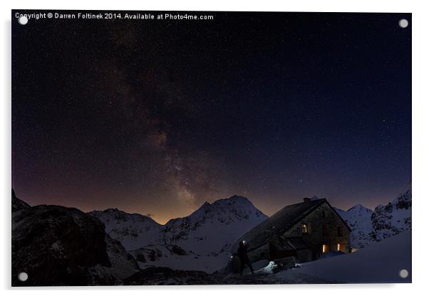 Milky Way over Cabane de Chanrion, Switzerland Acrylic by Darren Foltinek