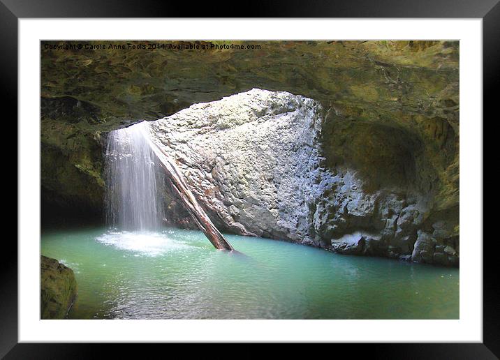   Natural Bridge & Waterfall Framed Mounted Print by Carole-Anne Fooks