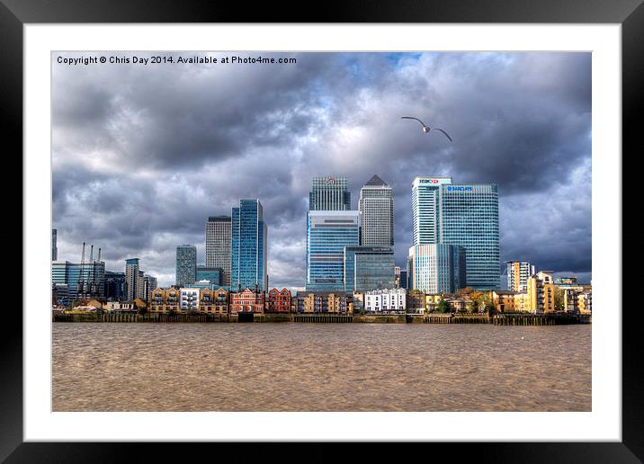 Canary Wharf Framed Mounted Print by Chris Day