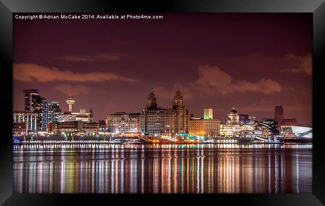  Liverpool Skyline at Night Framed Print by Adrian McCabe