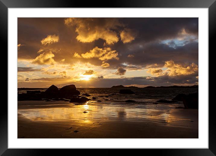 midnight sun at the beach at Ramberg Framed Mounted Print by Thomas Schaeffer