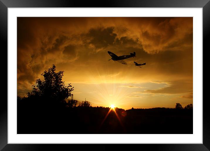 Spitfires at Dawn  Framed Mounted Print by J Biggadike