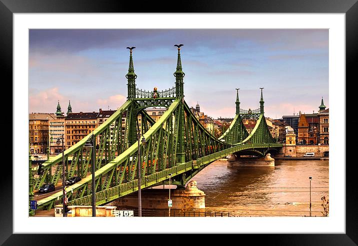 Liberty Bridge Budapest Framed Mounted Print by David French