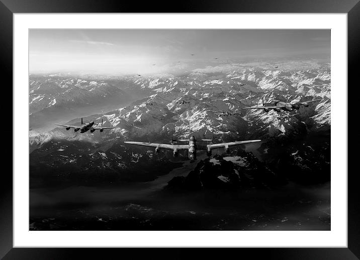 Target Tirpitz in sight black and white version Framed Mounted Print by Gary Eason