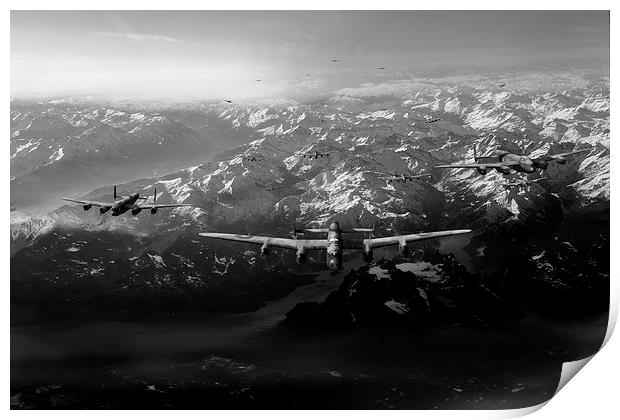 Target Tirpitz in sight black and white version Print by Gary Eason