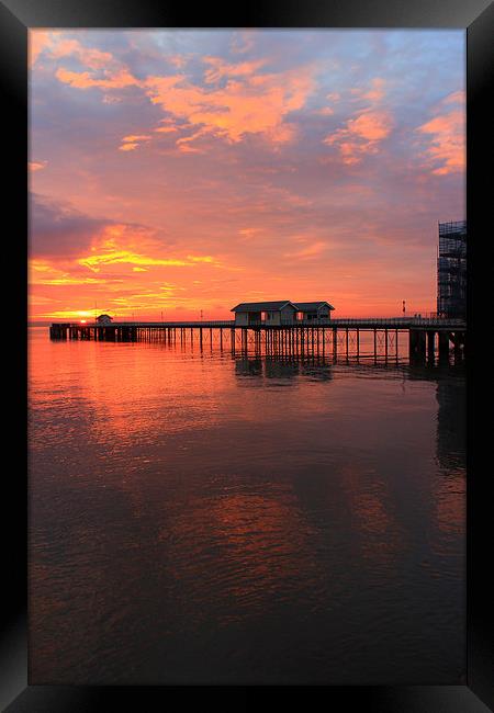 Penarth Pier in wales at sunrise Framed Print by Jonathan Evans
