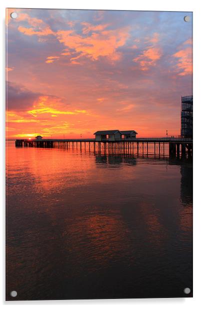 Penarth Pier in wales at sunrise Acrylic by Jonathan Evans