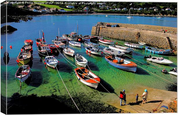  Coverack Harbour in the Summer Canvas Print by Philip Hodges aFIAP ,