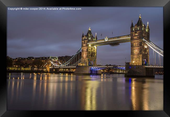  Tower bridge at twilight Framed Print by mike cooper