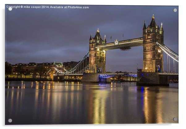  Tower bridge at twilight Acrylic by mike cooper