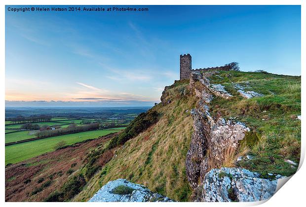 Sunset at Brent Tor Print by Helen Hotson