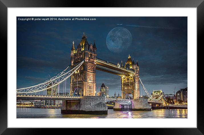  Moon over Tower bridge Framed Mounted Print by peter wyatt