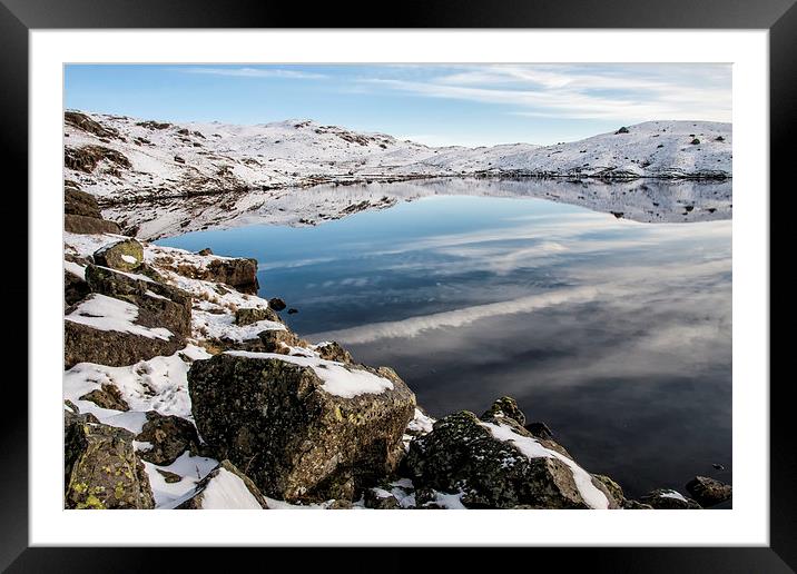 Snowy Stickle tarn In Winter Framed Mounted Print by Gary Kenyon
