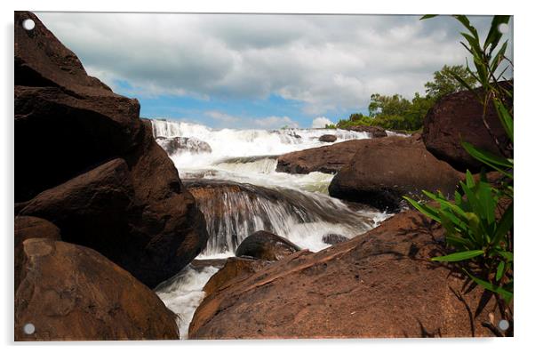 Tatai Waterfalls, Cambodia Acrylic by Dave Carroll