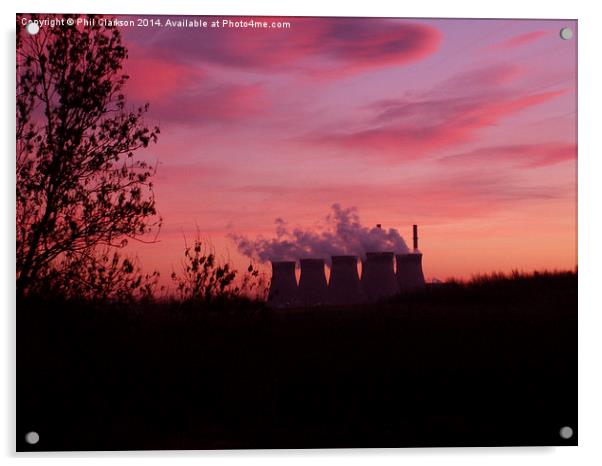 Ferrybridge Power Station at Sunset Acrylic by Phil Clarkson