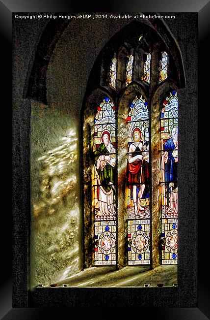  Blisland Church Window Framed Print by Philip Hodges aFIAP ,
