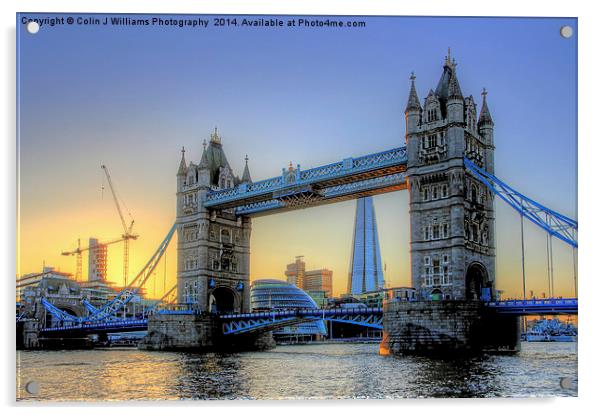  The Sun Goes Down, Tower Bridge Acrylic by Colin Williams Photography