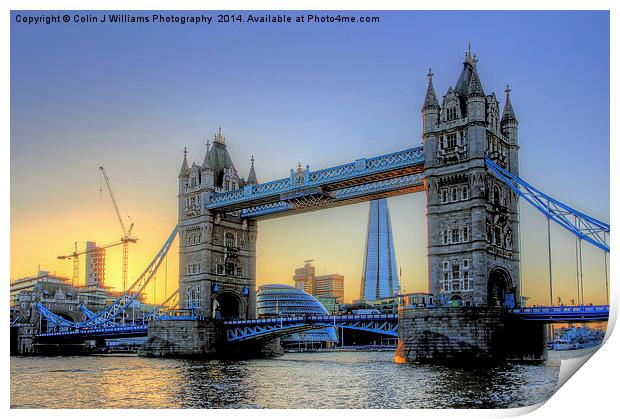  The Sun Goes Down, Tower Bridge Print by Colin Williams Photography
